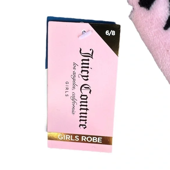 Juicy Couture Girls Pink Fleece Robe + Bow Headband Set • Size M (6–8) • NWT - Picture 6 of 6